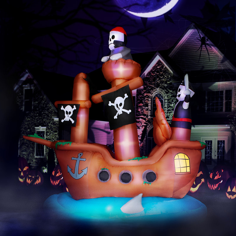 The Holiday Aisle® Haunted Pirate Ship Halloween Inflatable Wayfair